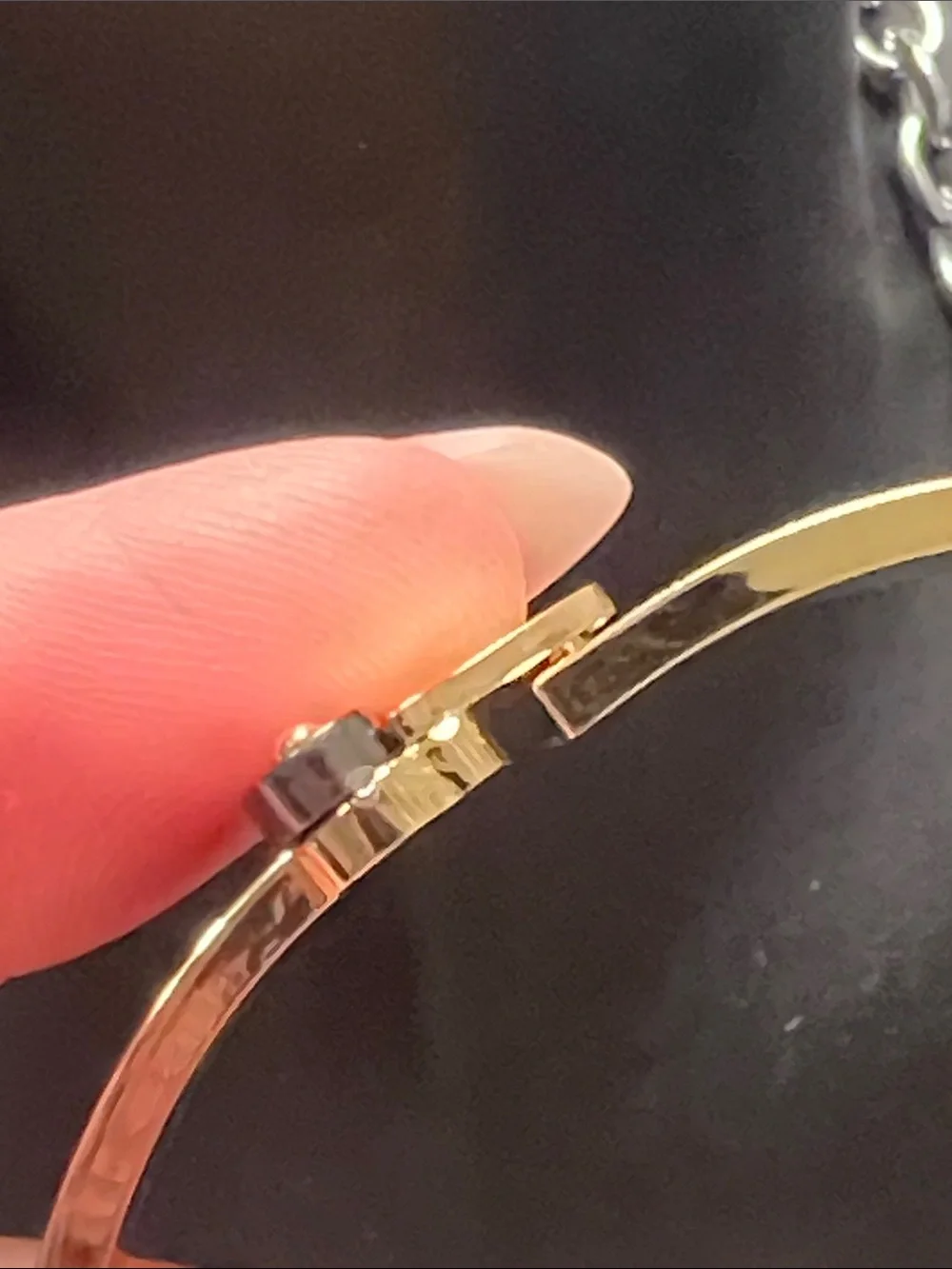 Up Cycled Brown Monogram Bangle with Gold Accent